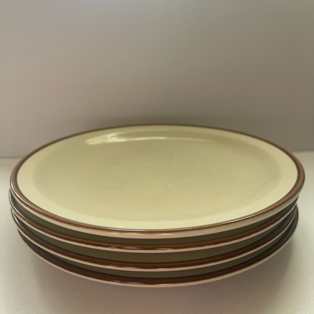 4 Brown Rimmed Salad Plates